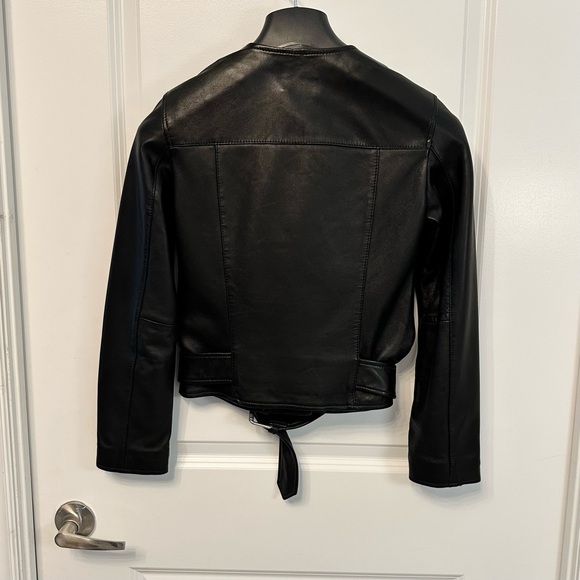 All Saints Collarless Balfern Biker Jacket Black - Picture 3 of 7